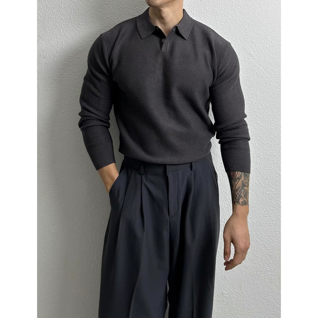 Herren Elegant Strukturierter Langarm-Pullover Shop Nory