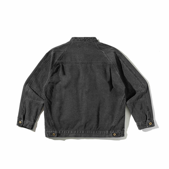 Unisex Boxy-Jeansjacke mit Stehkragen, markanter Nahtführung und Knopfleiste Shop Nory
