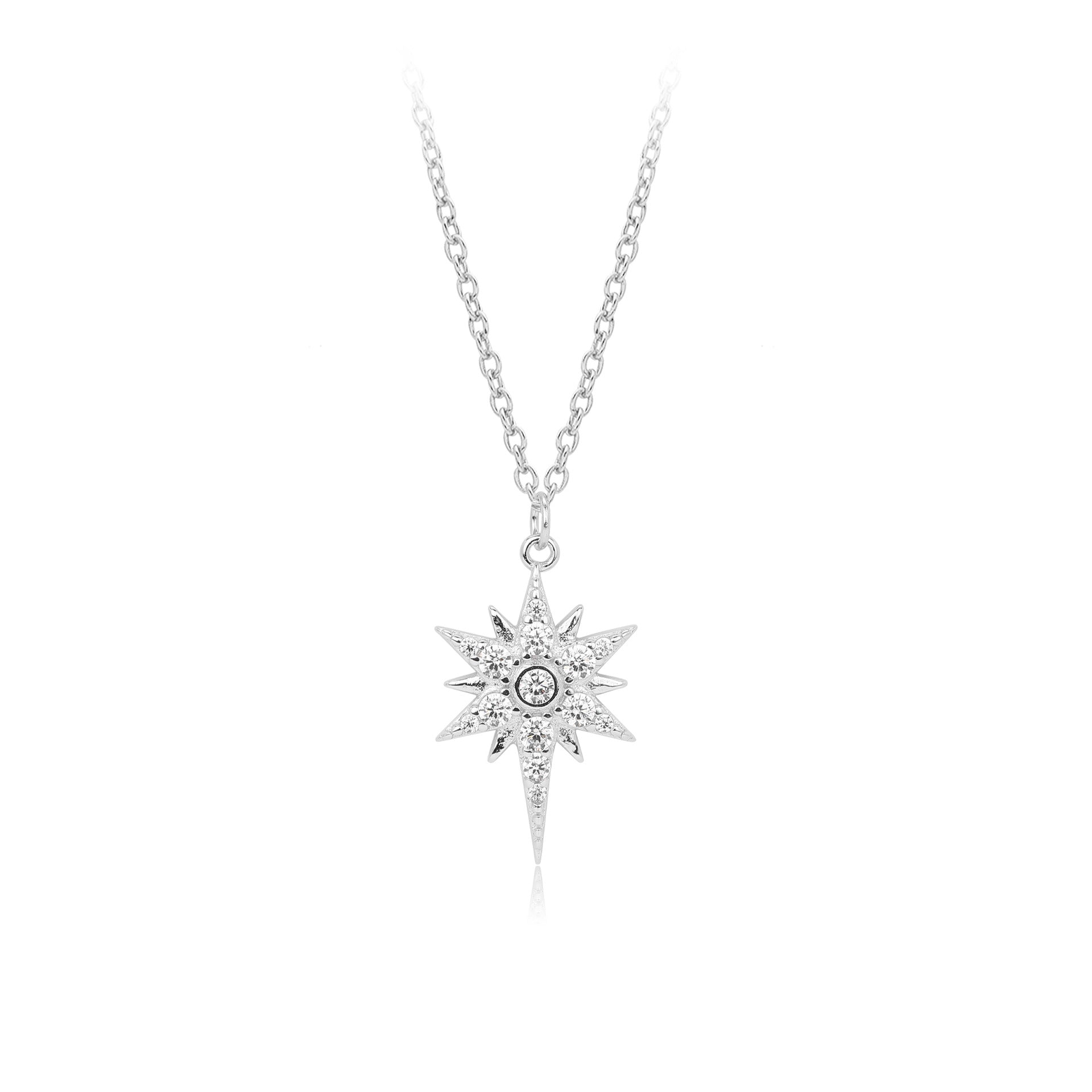 Damen Halskette mit strahlendem Sternanhänger aus hochwertigem 925 Sterling Silber und funkelnden Zirkonia Shop Nory