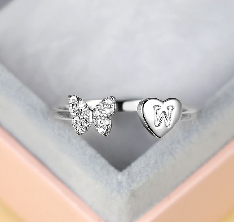 Damen Ring mit Schmetterlingsdesign und Herzmotiv Shop Nory