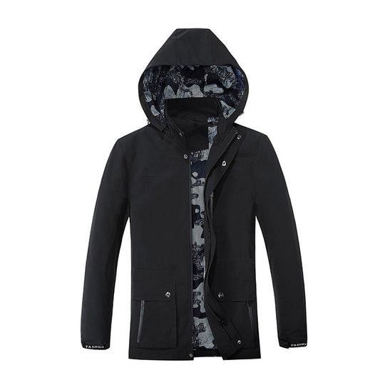 Herren Kapuzen-Parka im Canvas-Utility-Stil mit Camouflage-Innenfutter Shop Nory