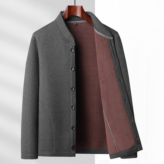 Herren Casual-Stehkragenjacke mit weicher Fleece-Innenseite und verdeckten Nahttaschen Shop Nory