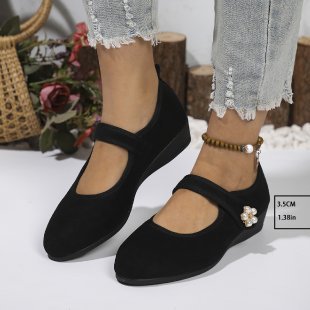 Damen Mokassin-Schuhe mit elegantem Riemen und zeitloser Blütenapplikation Shopnory