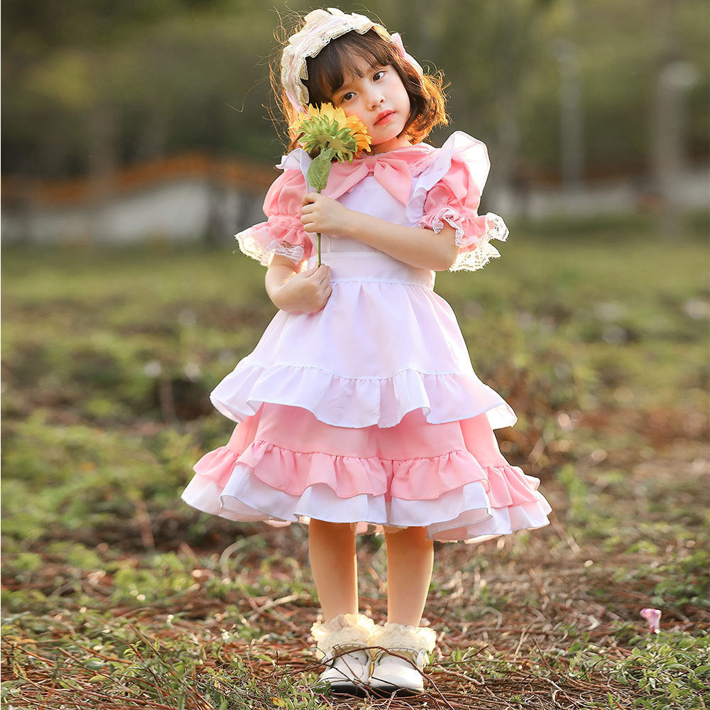 Mädchen niedliches Märchenhaftes Kleid mit Rüschen und Schleifen Shop Nory