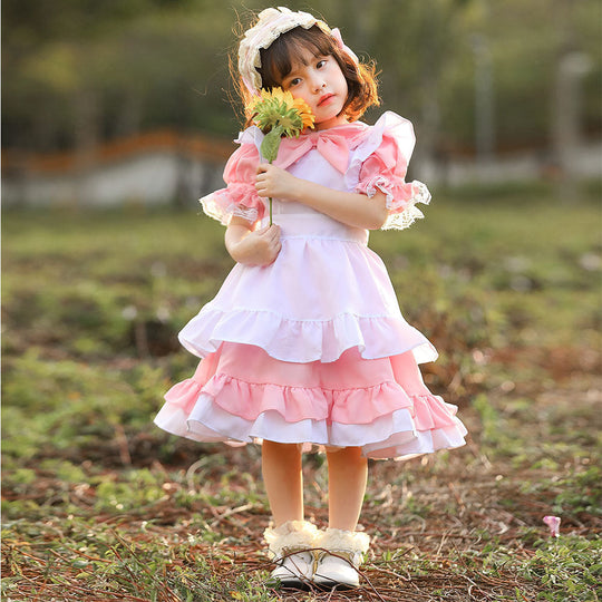 Mädchen niedliches Märchenhaftes Kleid mit Rüschen und Schleifen Shop Nory