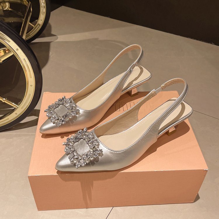 Damen Slingback Pumps mit Strassbesetztem Detail