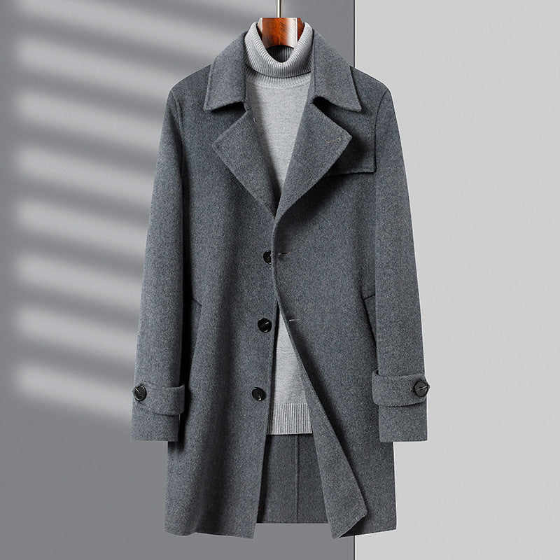 Herren Klassischer Maßgeschneiderter Wollgemisch Mantel Shop Nory