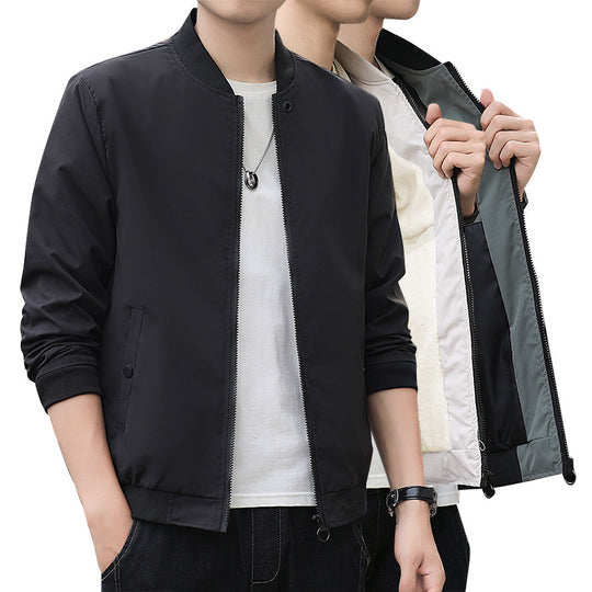 Herren Minimalistische Leichte Bomberjacke mit mattierter Microfaser-Außenlage und kontrastierendem Reißverschluss Shop Nory