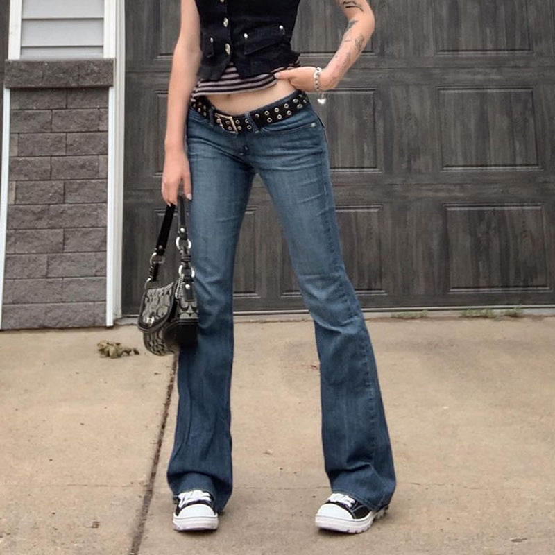 Damen Weit geschnittene Bootcut Jeans mit lässigem Schnitt und mittlerer Taille