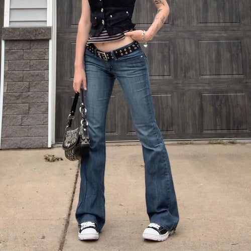 Damen Weit geschnittene Bootcut Jeans mit lässigem Schnitt und mittlerer Taille