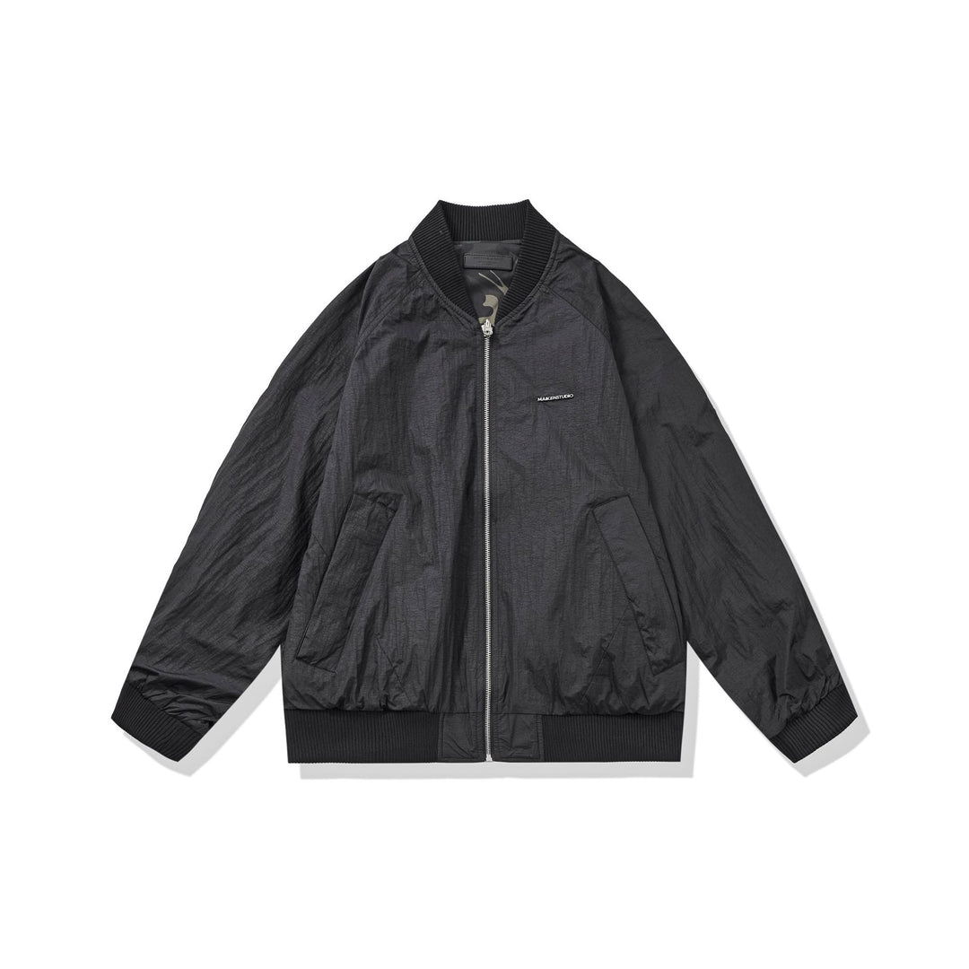 Unisex Leichtgewichtige Boxy‑Bomberjacke aus Nylon mit geripptem Kragen und Pattentaschen Shop Nory
