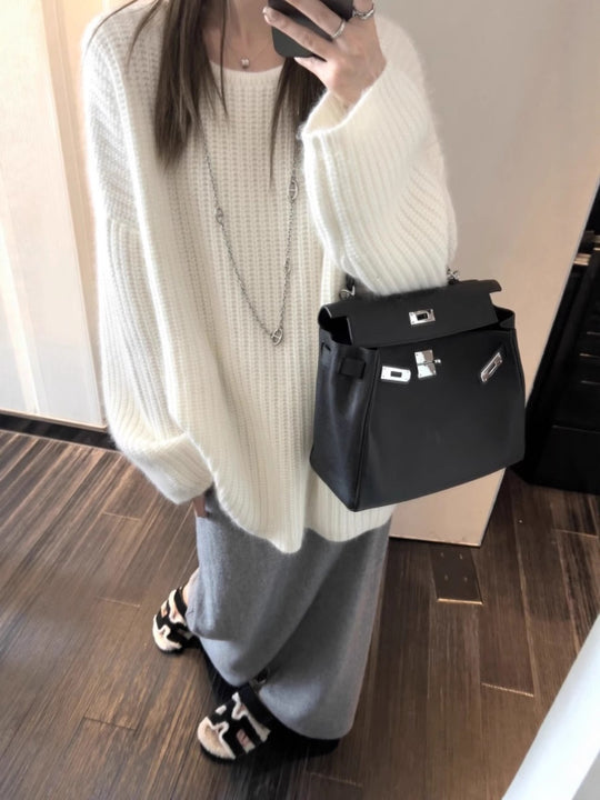 Damen Oversize Flauschpullover im Mohair‑Look mit strukturierter Rippenoptik Shop Nory
