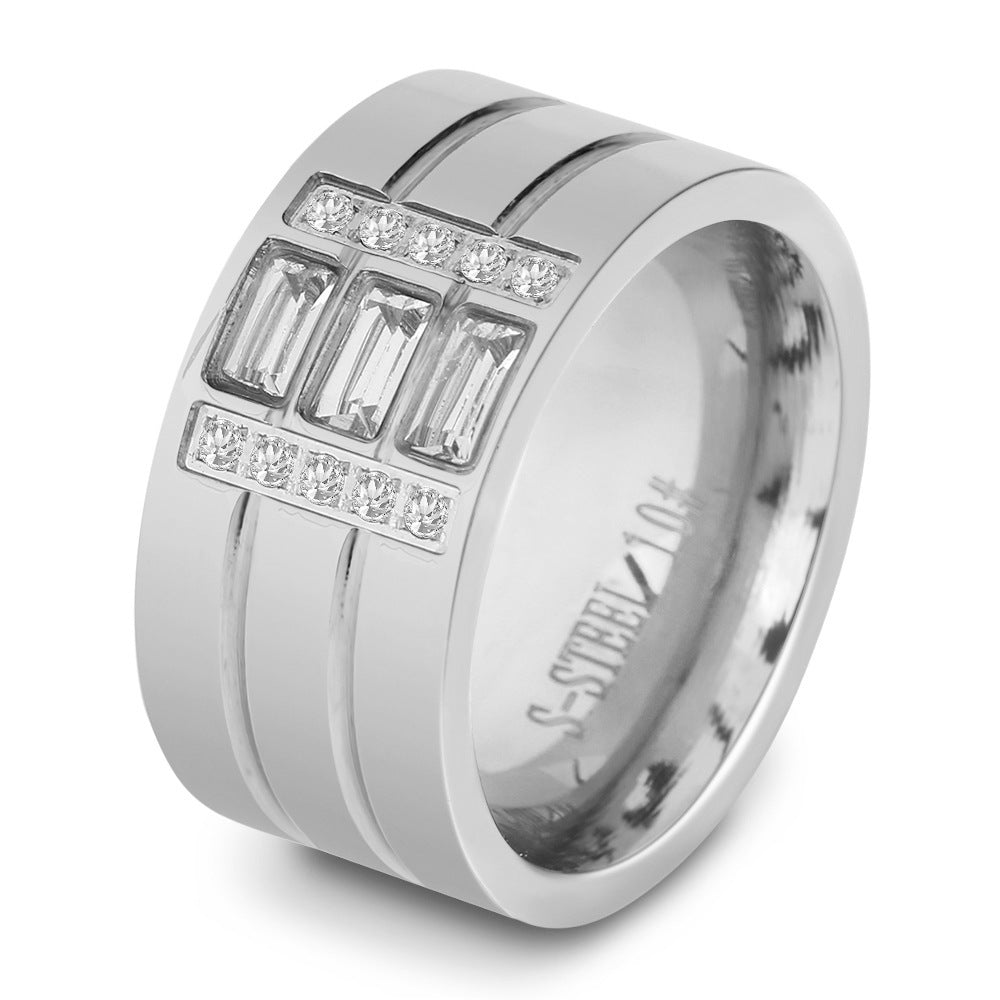 Herren Ring mit elegantem, funkelndem Kristallbesatz Shop Nory
