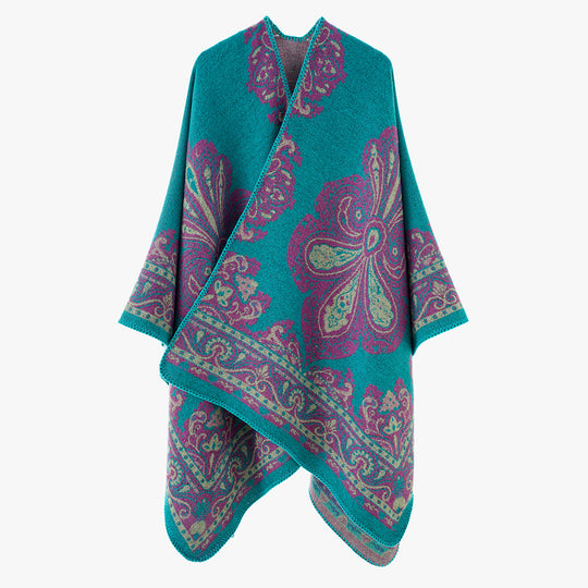 Damen Oversize-Orientalischer Jacquard-Überwurf mit Paisley‑Medaillon und Zierstich Shop Nory
