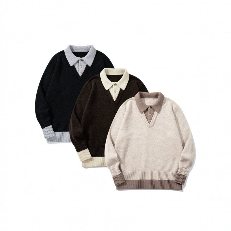 Herren Oversized Feinstrick-Polo mit kontrastbesetztem Hemdkragen und Rippenbündchen Shop Nory