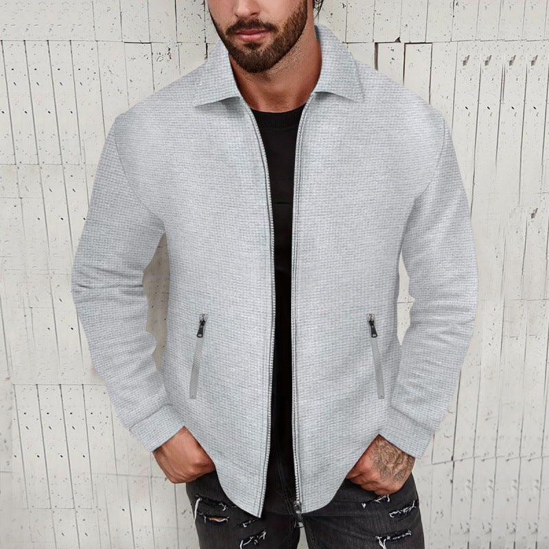 Herren modische Sweatjacke mit strukturierter Oberfläche und praktischen Reißverschlusstaschen