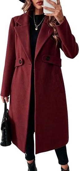 Damen Midilanger Wollmix-Mantel mit Taillenpatte und klassischem Revers Shop Nory