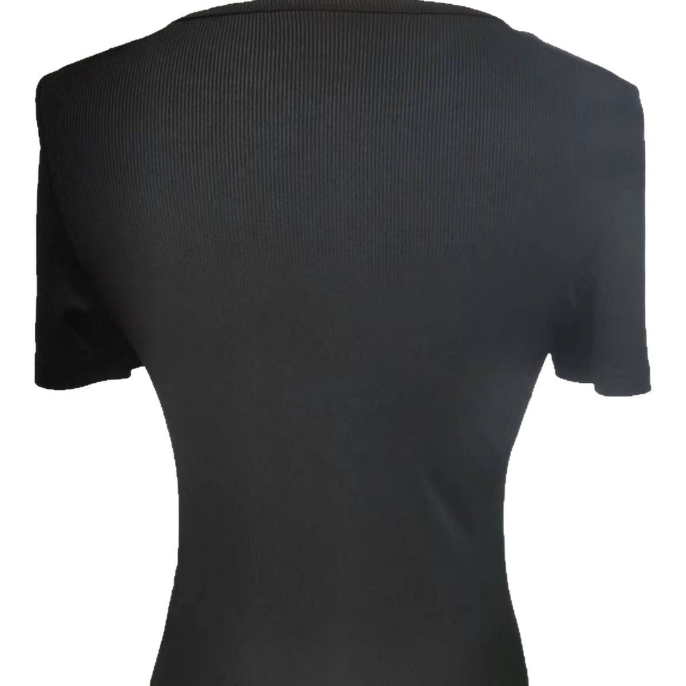 Damen Kurzarm Shirt mit dekorativen Knopfdetails