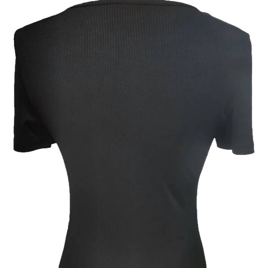 Damen Kurzarm Shirt mit dekorativen Knopfdetails