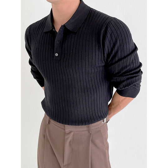 Herren Stilvolles Langarm-Rippstrickoberteil Shop Nory