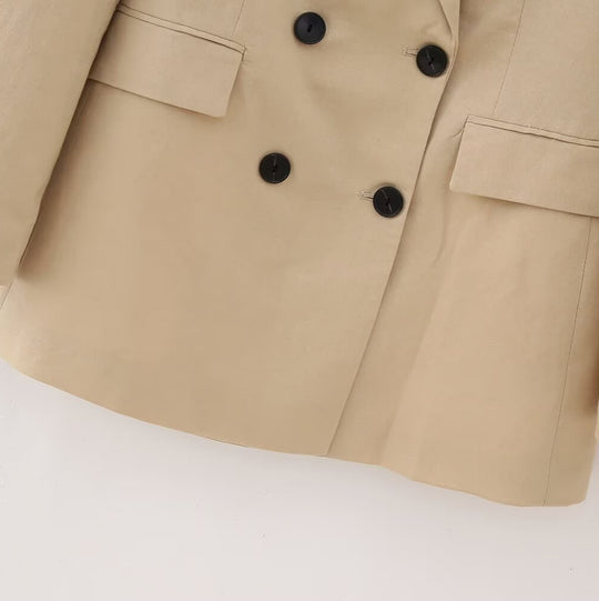 Damen Doppelreihiger Longline-Blazer mit strukturiertem Tailoring und verlängertem Saum Shop Nory