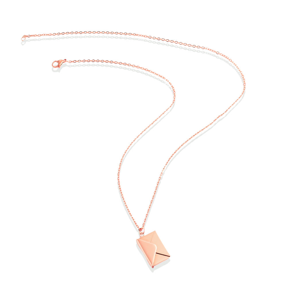 Damen Halskette mit Briefumschlag und Gravurschild Shop Nory