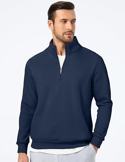 Herren nan halbzip Pullover aus schwerer Baumwollmischung mit hohem Stehkragen und gerippten Bündchen Shop Nory