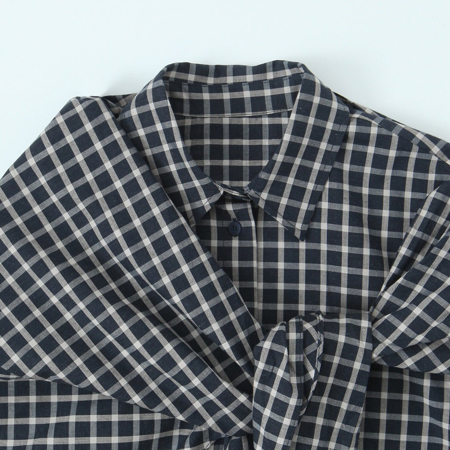 Damen Kariertes Hemdblusen-Shirt mit asymmetrischem Tuchdetail Shop Nory