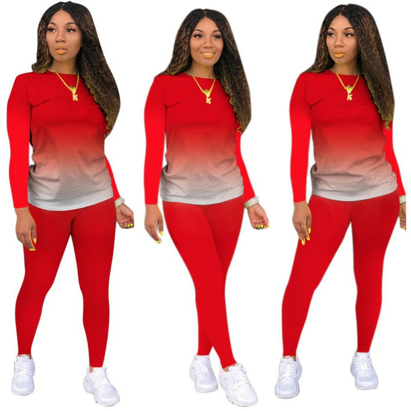 Damen Zweiteiliges Stretch-Set mit Langarmshirt und High-Waist-Leggings Shop Nory