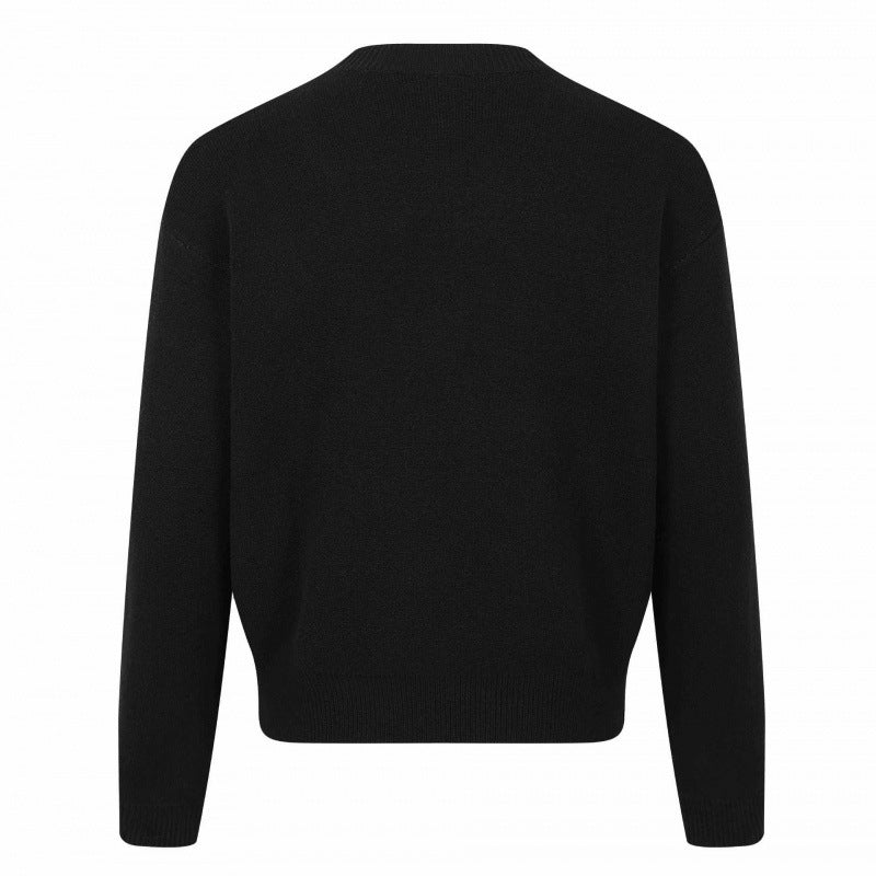 Unisex Grafik-Strickpullover mit Bandintarsie, Rundhals und geripptem Saum Shop Nory