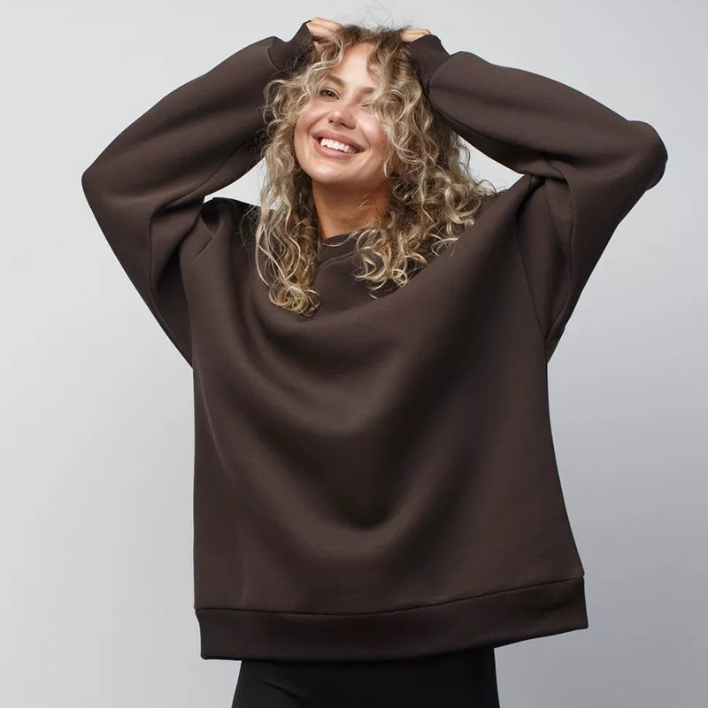 Damen oversized Sweatshirt mit Rundhalsausschnitt, French-Terry Innenfutter und überschnittener Schulter Shop Nory