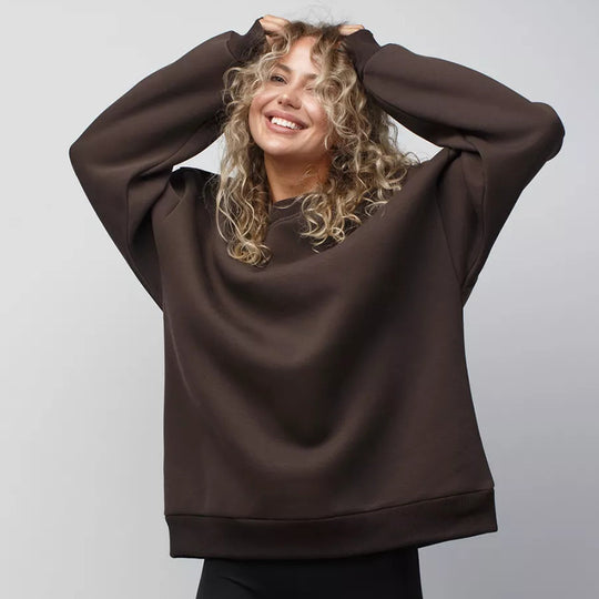 Damen oversized Sweatshirt mit Rundhalsausschnitt, French-Terry Innenfutter und überschnittener Schulter Shop Nory