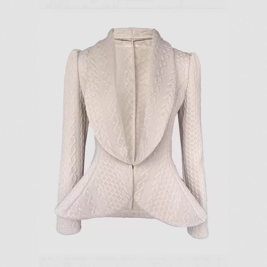 Damen Taillierter Strickblazer mit Schalkragen und Zopfstrickstruktur Shop Nory