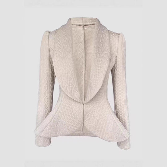 Damen Taillierter Strickblazer mit Schalkragen und Zopfstrickstruktur Shop Nory