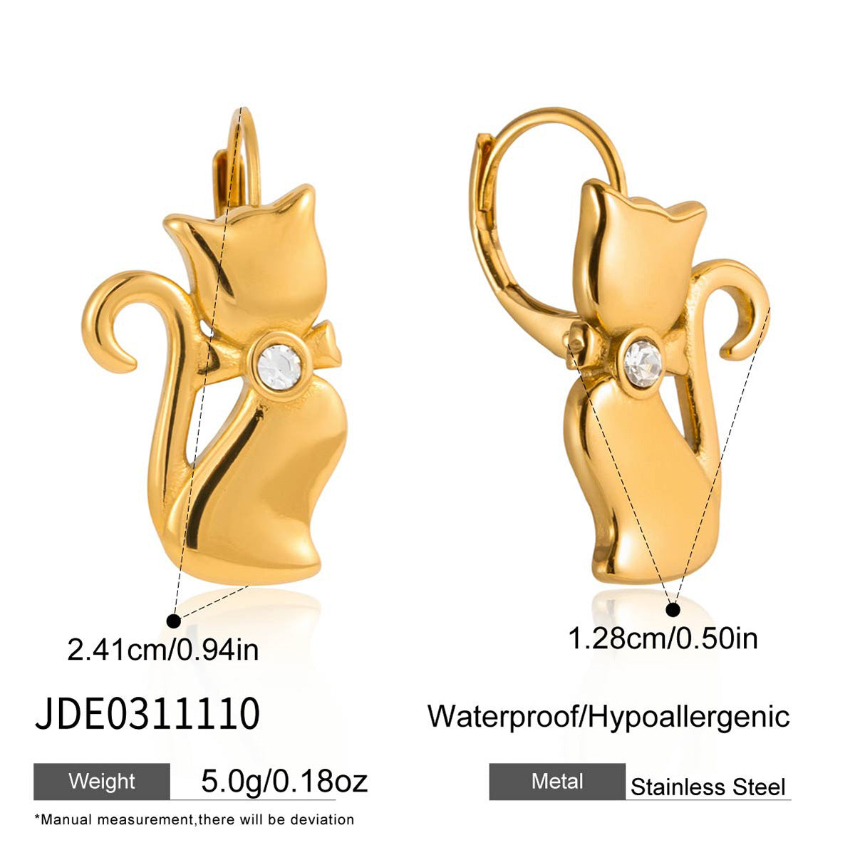 Damen Ohrhänger im stilvollen Katzen-Design aus hypoallergenem Edelstahl Shop Nory