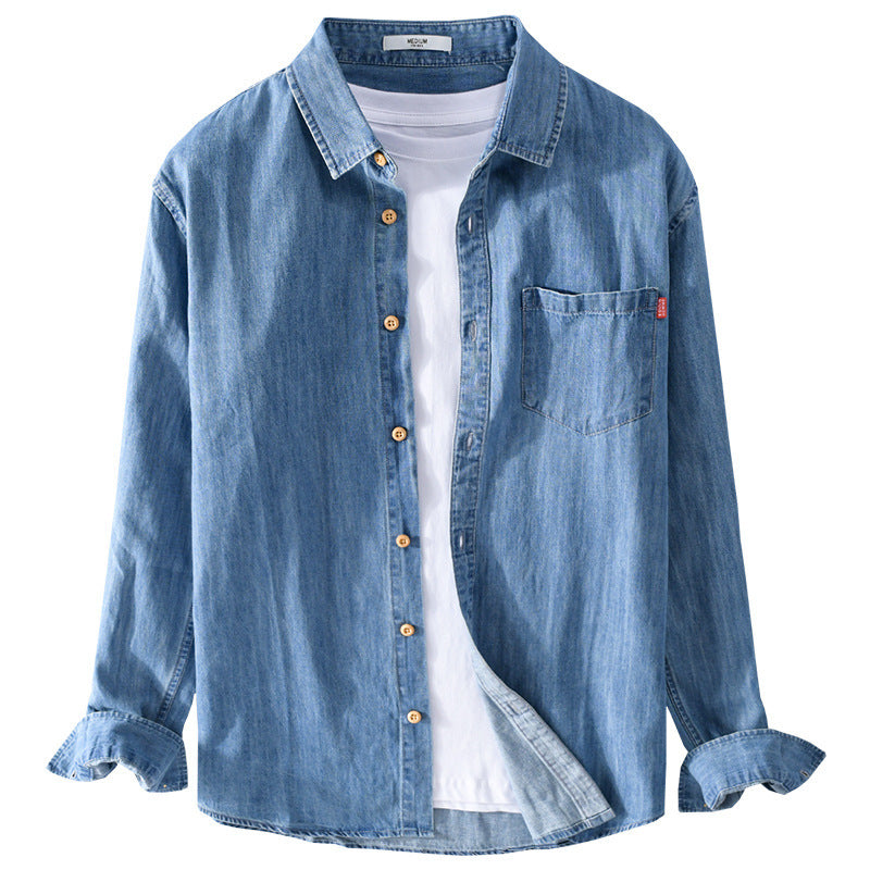 Herren Leichtes Denim-Hemd im Relaxed‑Fit mit Brusttasche und Holzknopfleiste Shop Nory