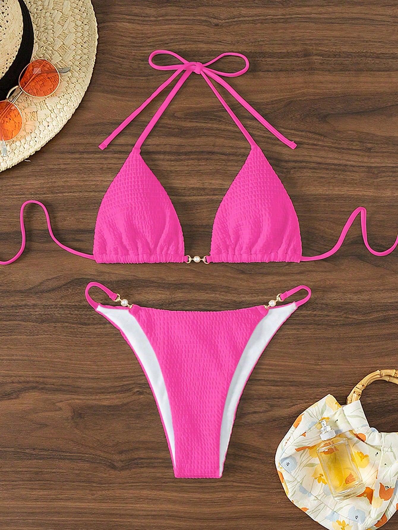 Damen Triangel-Bikini mit modischen Schnürdetails und eleganten Akzenten