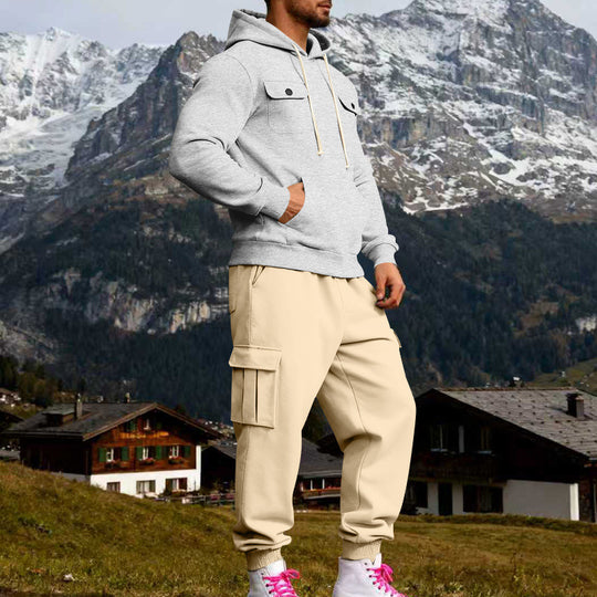 Herren Kapuzen-Sweatherset mit Cargo-Jogger und aufgesetzten Taschen Shop Nory
