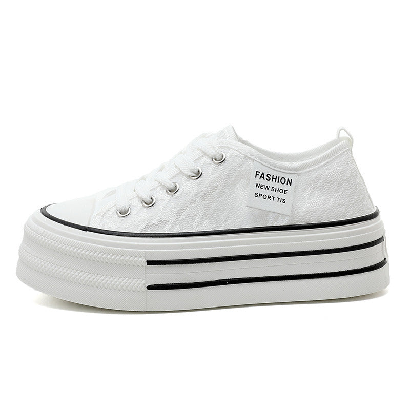 Damen Plateau-Sneaker mit modischem Textil-Obermaterial und rutschfester Sohle