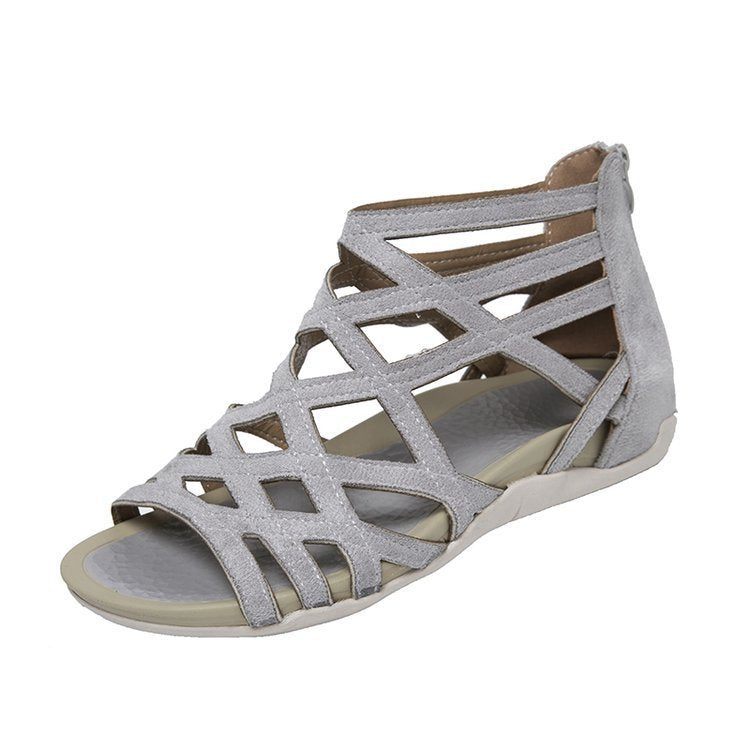 Damen Römersandalen mit Zipper, geflochtenem Cut-Out-Obermaterial und gepolsterter Komfortsohle Shop Nory