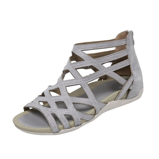 Damen Römersandalen mit Zipper, geflochtenem Cut-Out-Obermaterial und gepolsterter Komfortsohle Shop Nory