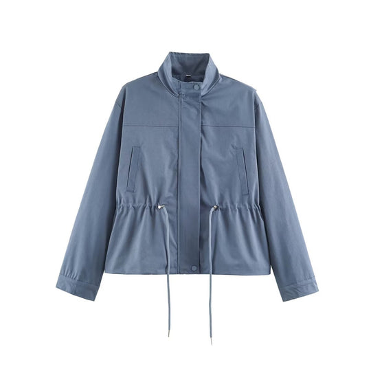 Damen Leichte Übergangsjacke mit Tunnelzug‑Taille und Stehkragen Shop Nory