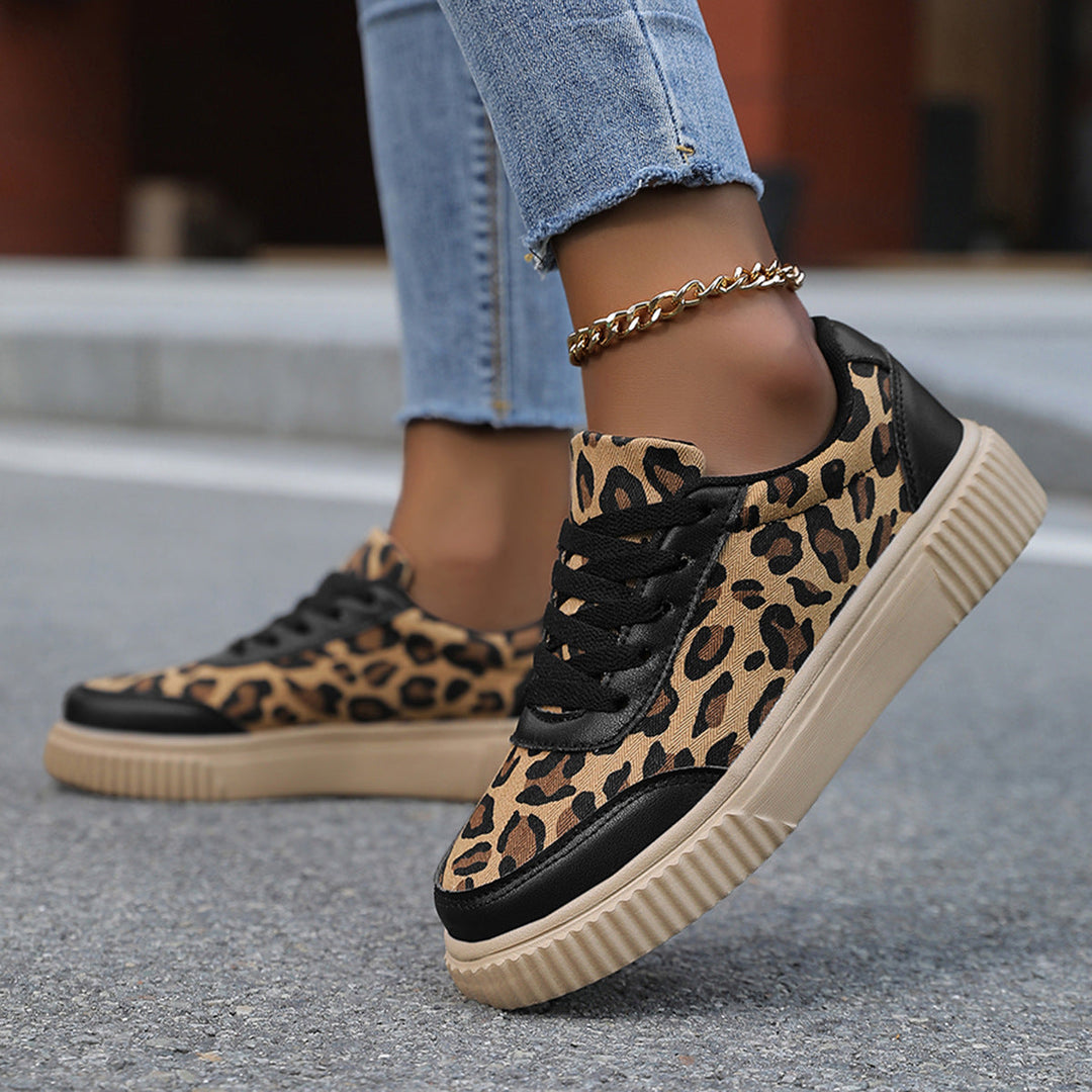Damen Sneaker im trendigen Leopardenmuster mit bequemer Dämpfung