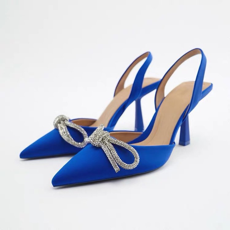 Damen elegante Slingback-Pumps mit glitzernden Schleifen-Details