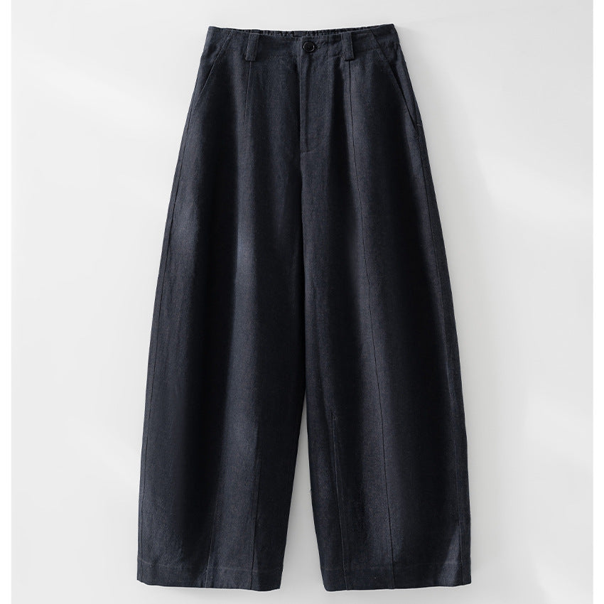 Damen Hochtaillierte weite Culotte-Hose aus Leinen‑Mix mit Bügelfalte und Eingrifftaschen Shop Nory