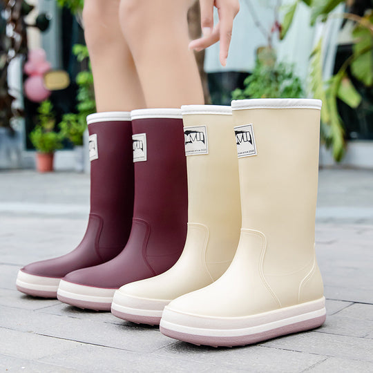 Damen Mittelhohe Plateau-Regenstiefel mit wasserfester Vollgummi-Konstruktion Shop Nory