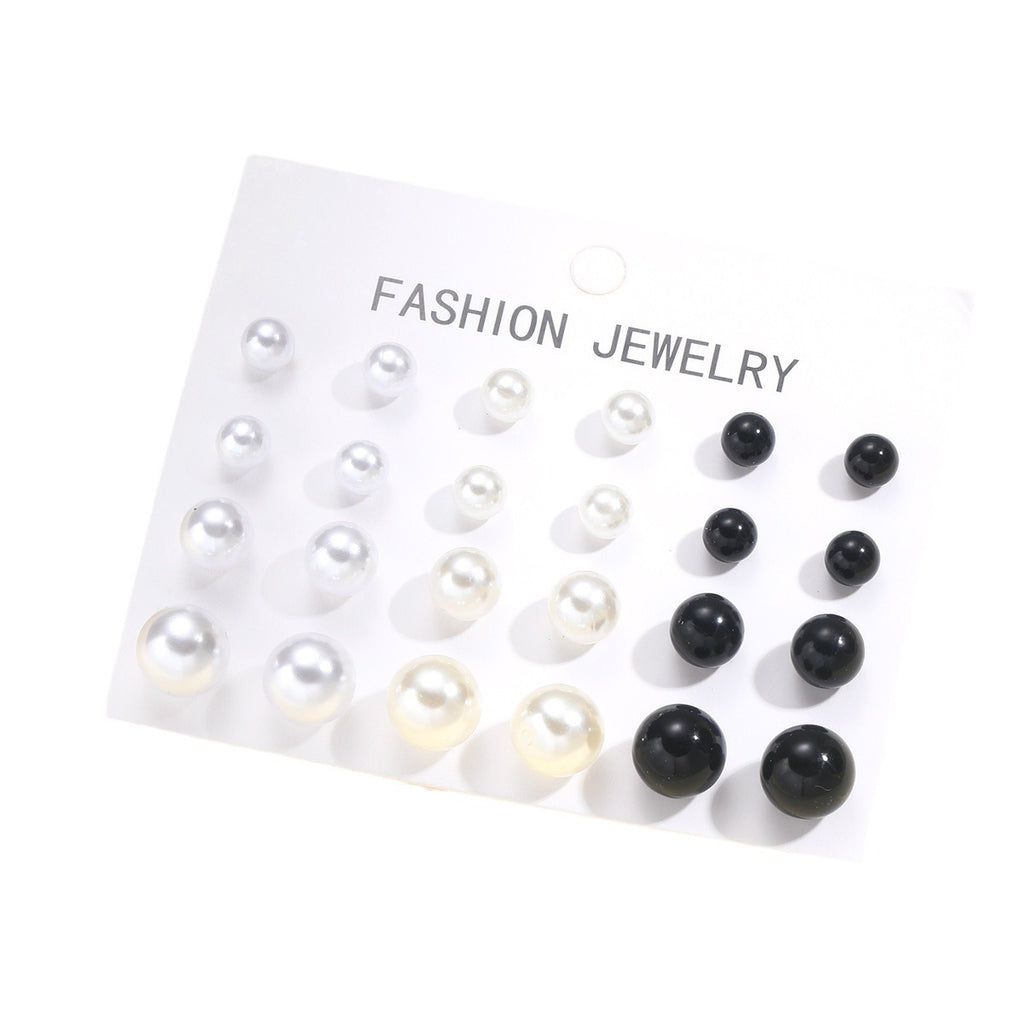 Damen Ohrringe-Set mit verschiedenen Größen und glänzenden Perlen Shop Nory