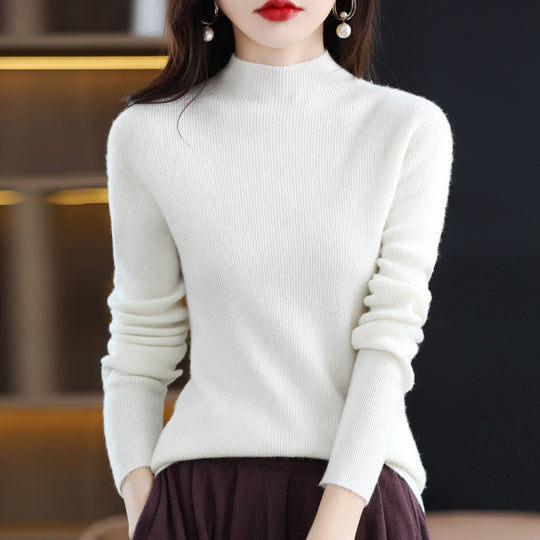 Damen Schmal geschnittener Mockneck-Pullover aus kaschmirähnlichem Feinstrick Shop Nory