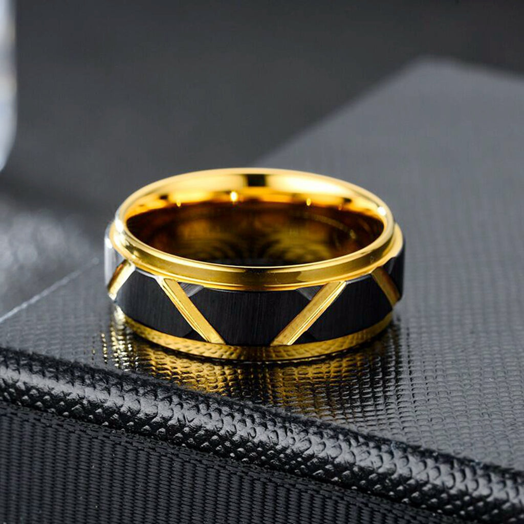 Herren Ring mit modernem, geometrischem Design und mattem Oberflächenfinish Shop Nory