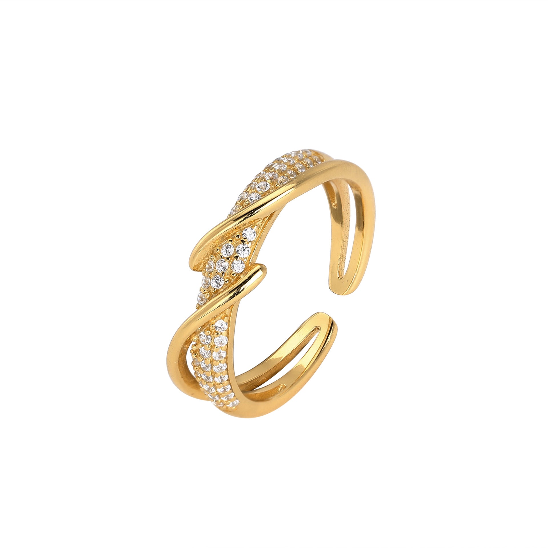 Damen Ring mit geschwungenem Design und funkelndem Zirkonbesatz Shop Nory